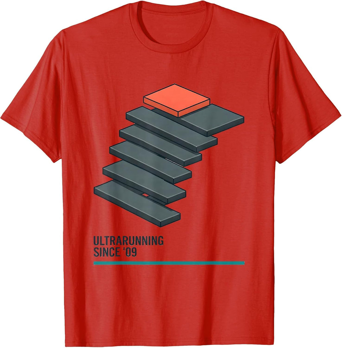 Men's Ultrarunning Since '09 Grunge Vintage Runner Distressed T-Shirt - Red