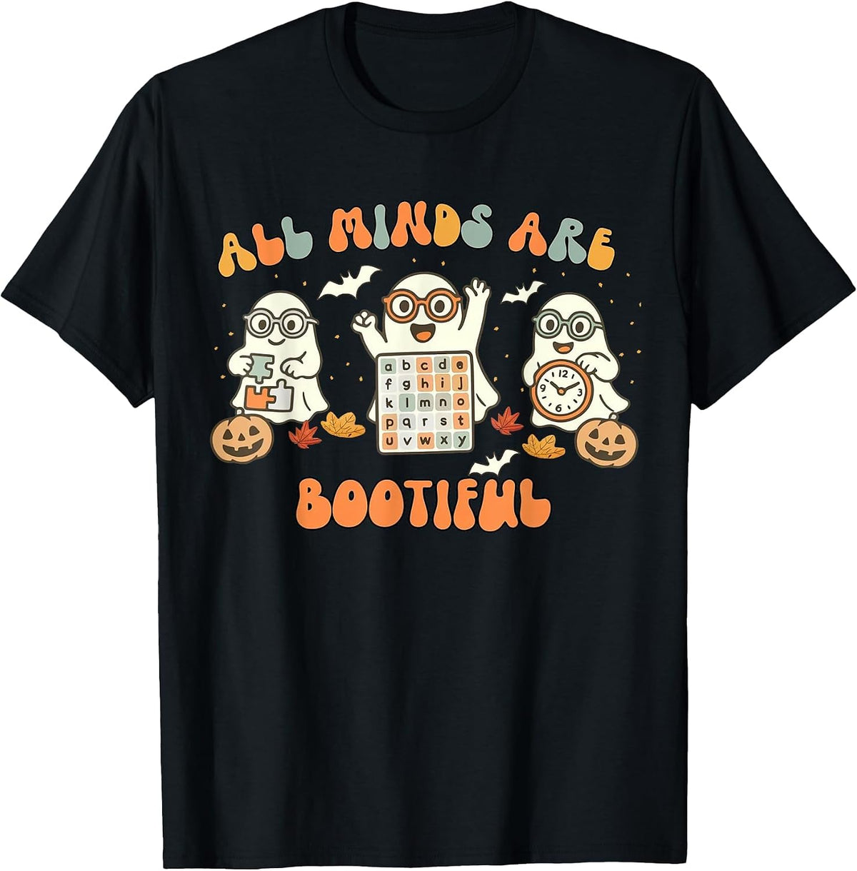 All Minds are Bootiful Special Education Teacher Halloween T-Shirt - Black