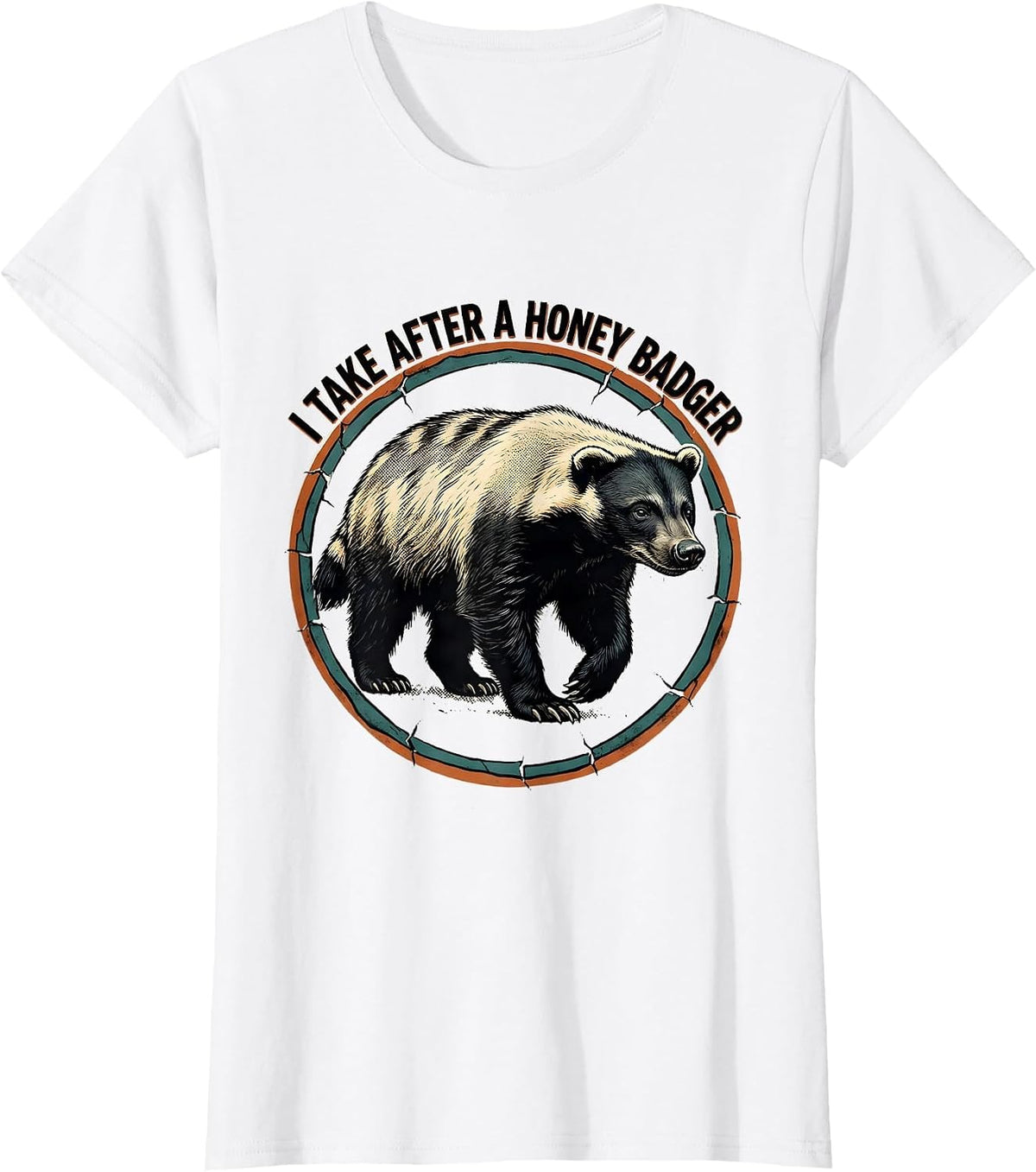 Women's I Take After A Honey Badger Vintage Honey Badger Animal T-Shirt - White