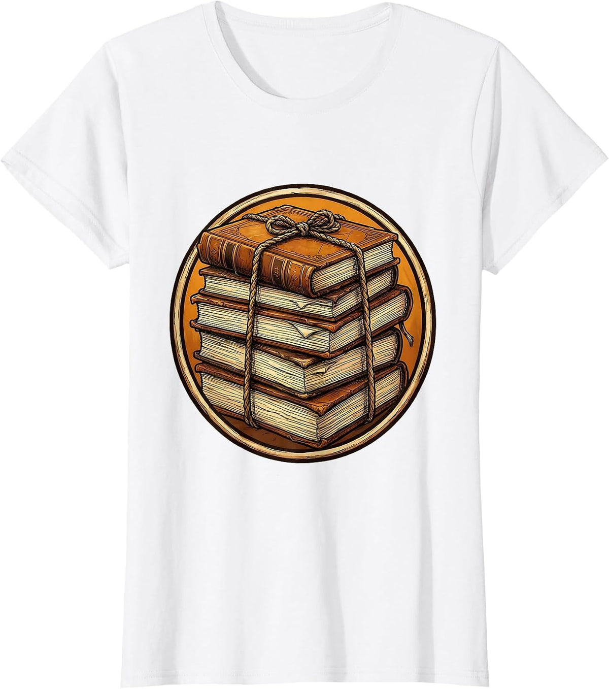 Worn Textbooks Stack Tied With Rope Teacher Gift T-Shirt - White