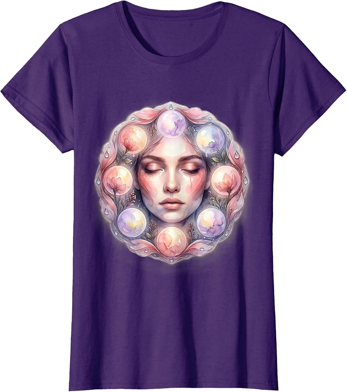 Women's K-Beauty Skincare Routine Illustration T-Shirt - Purple