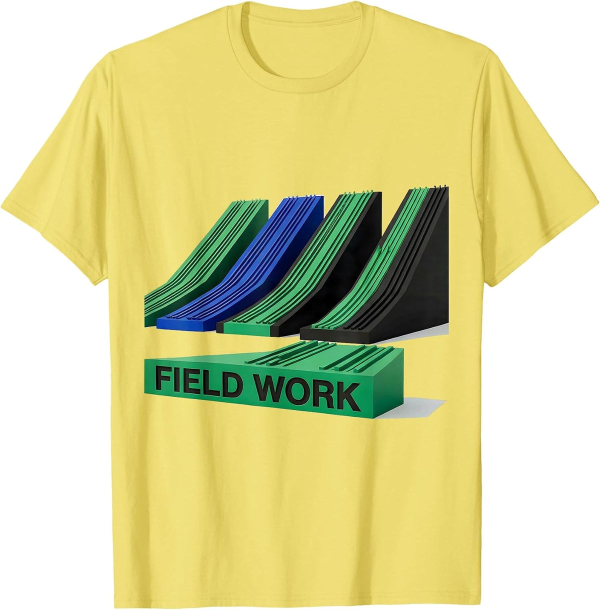 Men's Field Work Geometric Ski Snowboard Dad Humor T-Shirt - Lemon Yellow