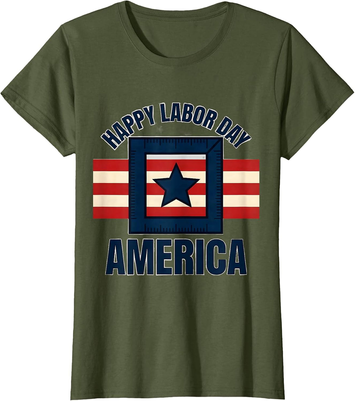 Women's Happy Labor Day America Patriotic Labor Day Gift T-Shirt - Olive Green