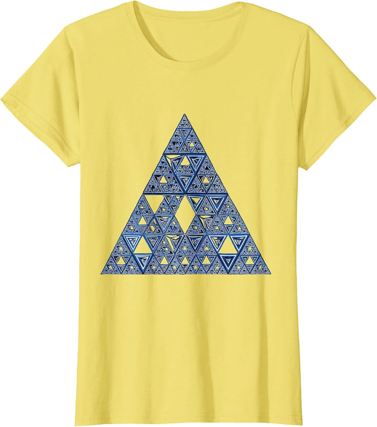 Infinite Triangles Fractal Math Teacher Design T-Shirt - Lemon Yellow