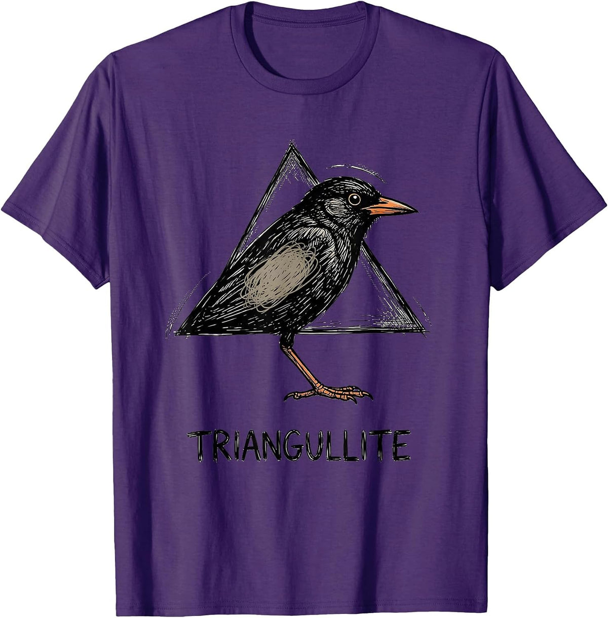 Triangullite Funny Triangle Bird Pun Math Teacher Humor T-Shirt - Purple