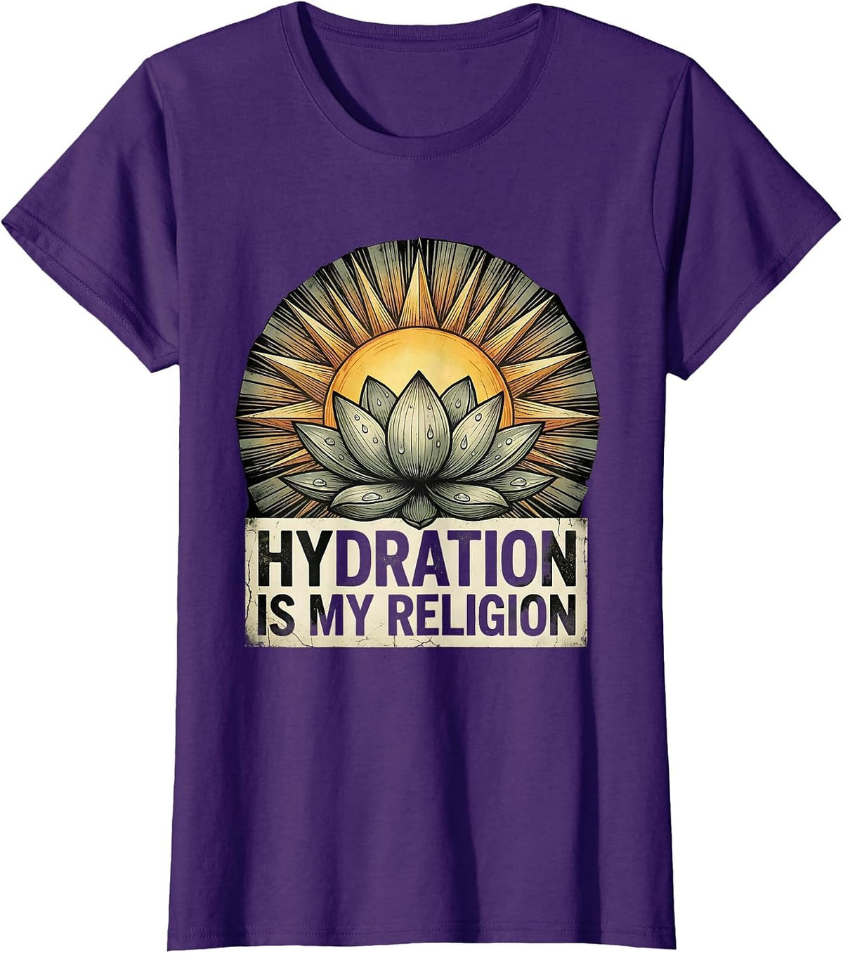 Women's Hydration Is My Religion K-Beauty Skincare Design T-Shirt - Purple