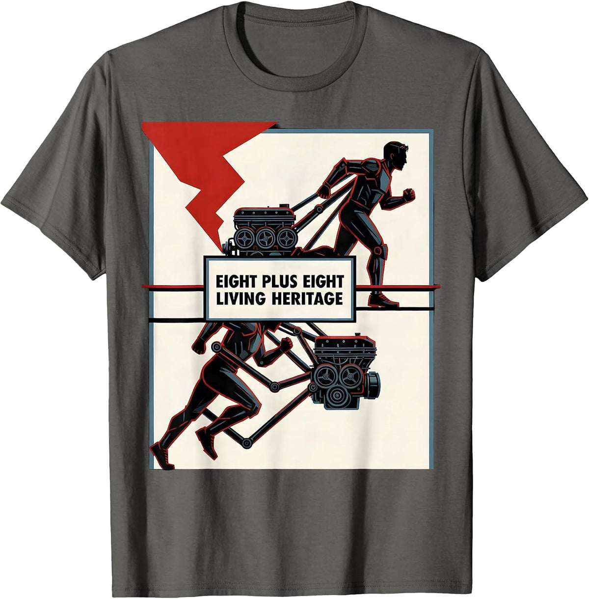 Men's Eight Plus Eight Living Heritage Constructivist Steam Train T-Shirt - Asphalt Grey
