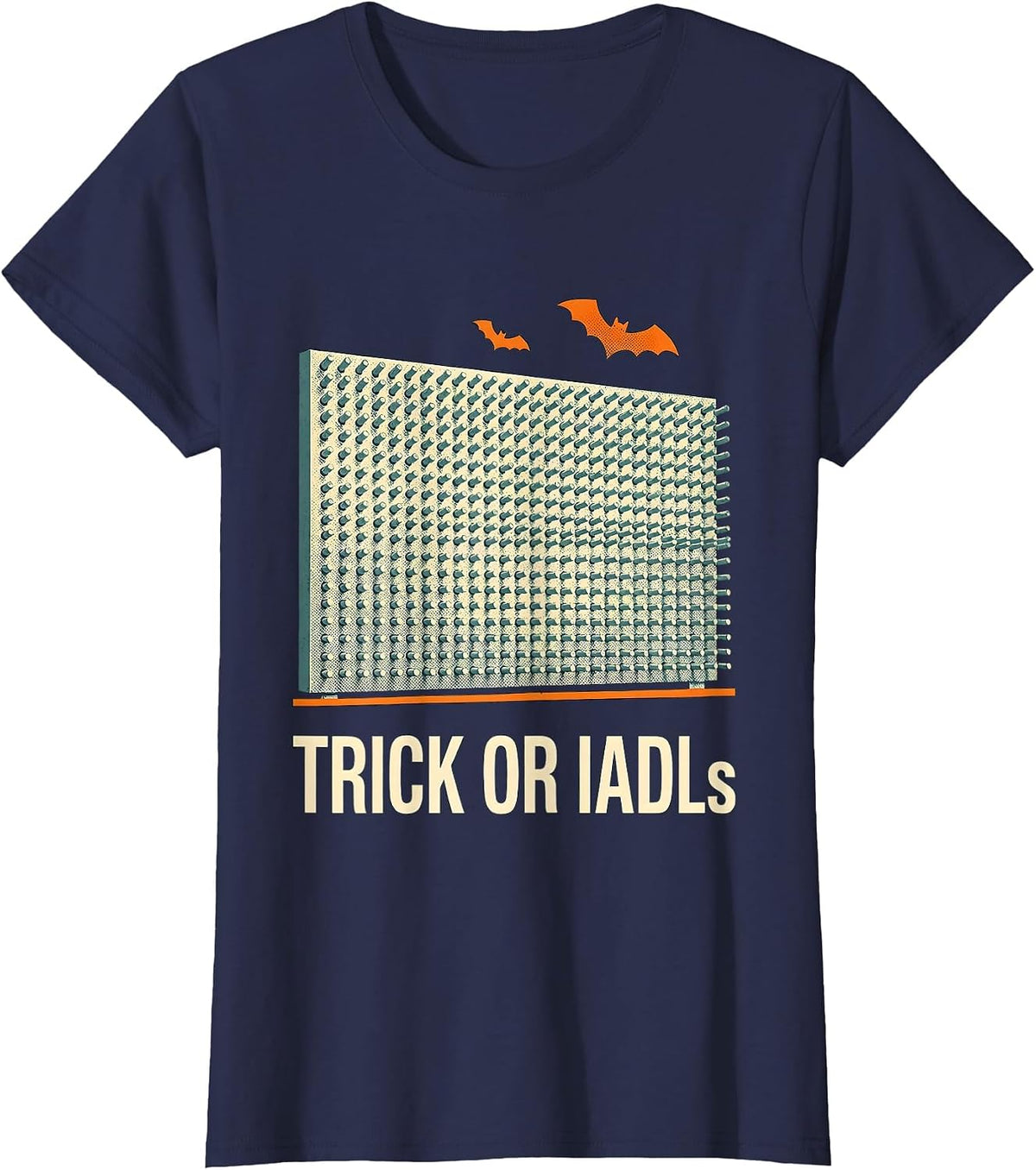 Women's Trick Or IADLs Funny Occupational Therapy Halloween T-Shirt - Navy Blue