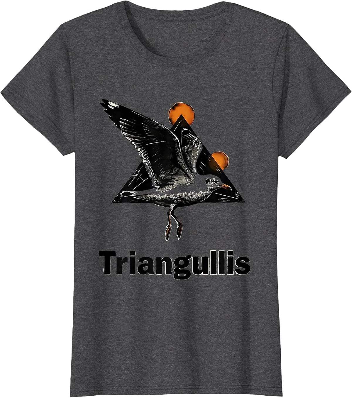 Women's Triangullis Linocut Triangle Bird Pun Funny Math Teacher T-Shirt - Dark Heather Grey