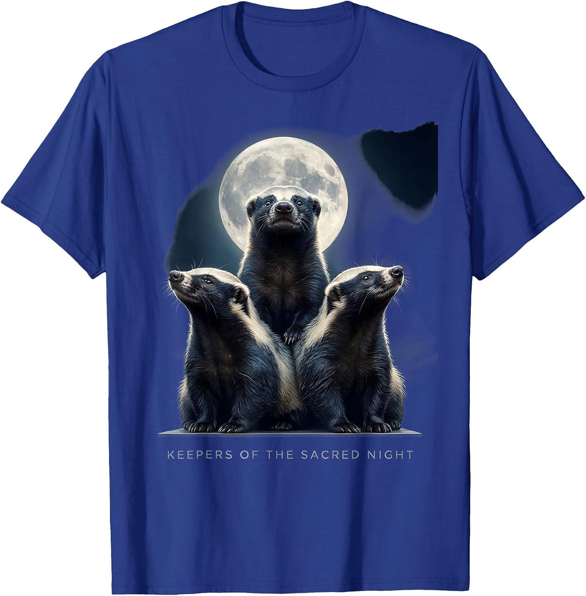 Men's Keepers of the Sacred Night Honey Badger Howling Parody Meme T-Shirt - Royal Blue