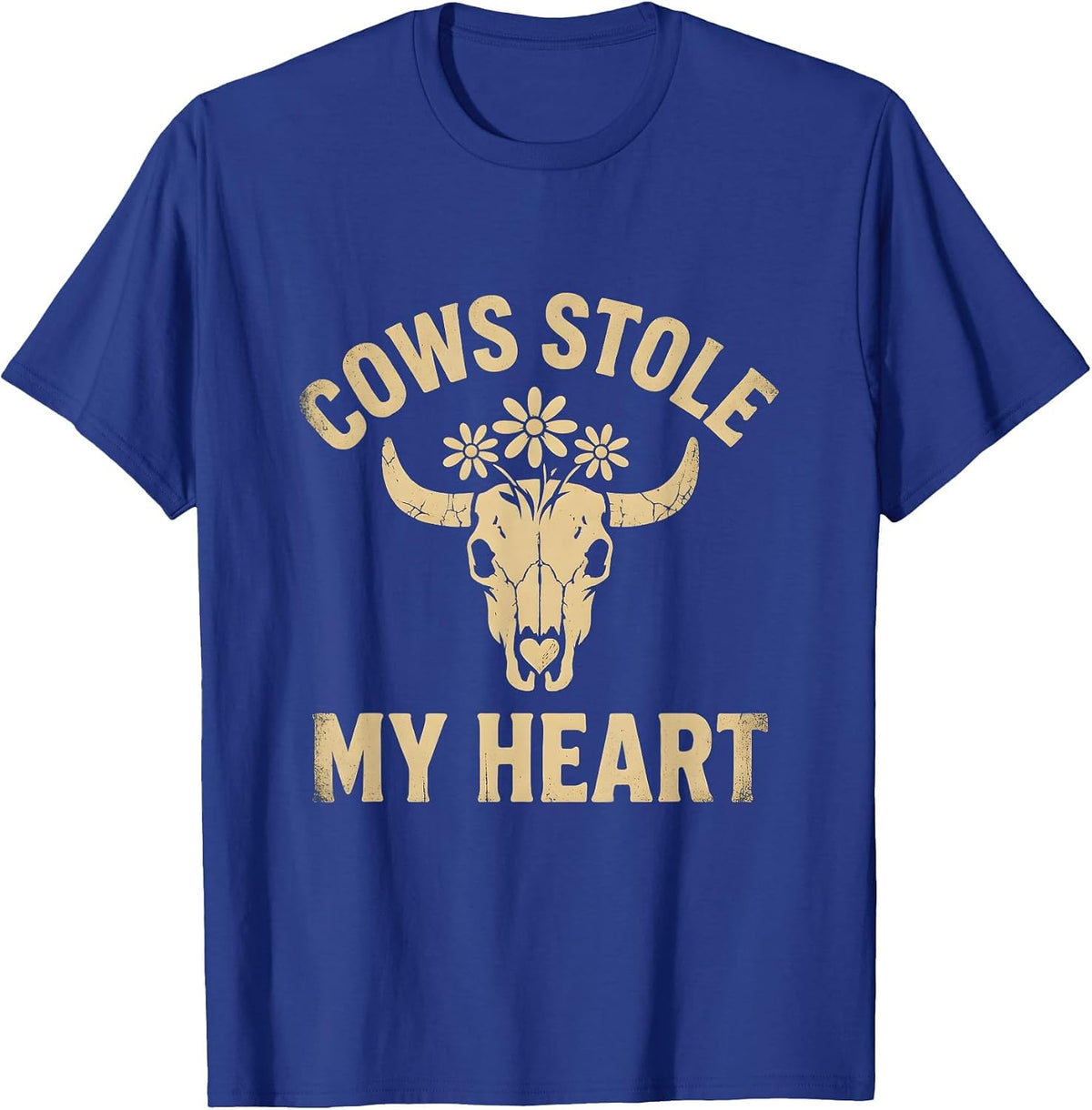 Cows Stole My Heart Cute Cow Lover Design T-Shirt - Royal Blue