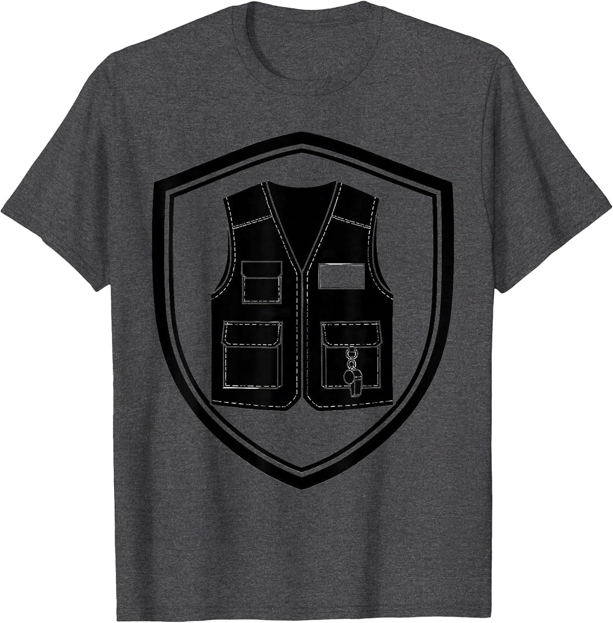 Utility Vest Halloween Costume Minimalist Security Guard T-Shirt - Dark Heather Grey