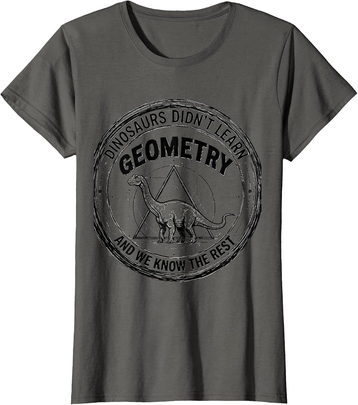 Women's Dinosaurs Didn't Learn Geometry And We Know The Rest Math T-Shirt - Asphalt Grey