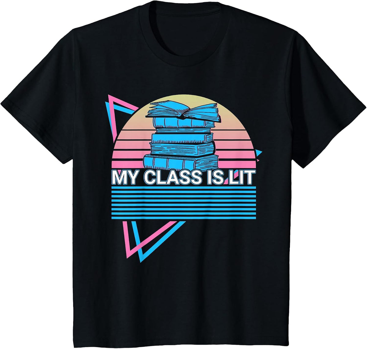 Literature Teacher Retro My Class is Lit T-Shirt - Black