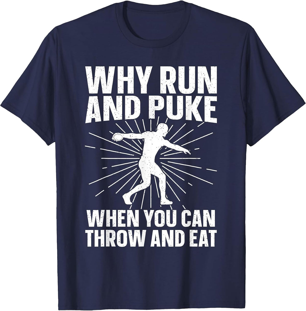 Funny Discus Throwing Art for Men Women Throw Discus Thrower T-Shirt - Navy Blue