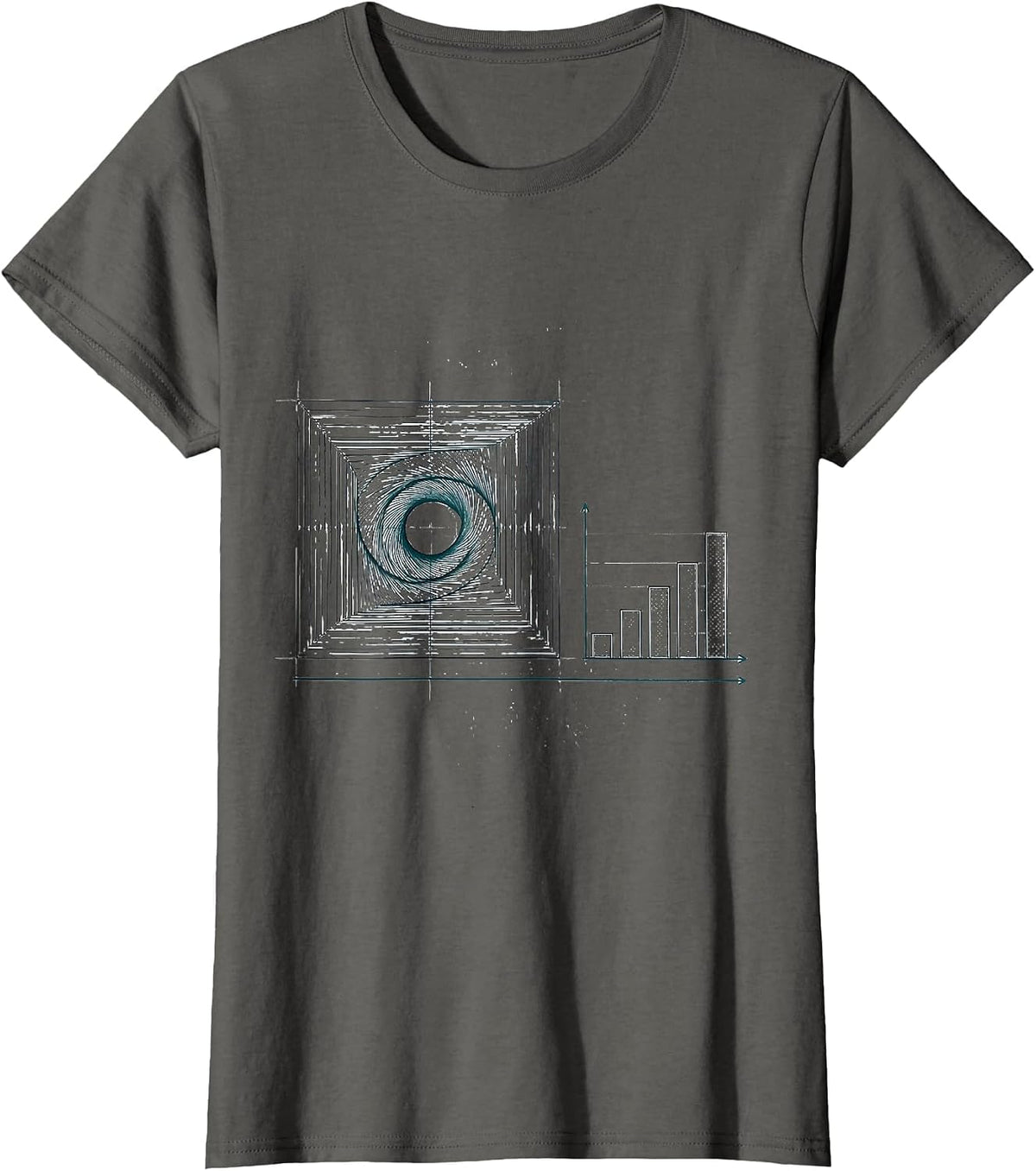 Women's Fibonacci Spiral Golden Ratio Geometry Math Enthusiast T-Shirt - Asphalt Grey
