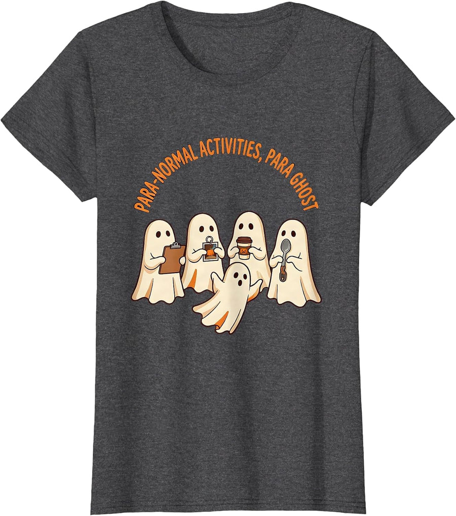 Women's Para-Normal Activities Para Ghost Sped Teacher Halloween T-Shirt - Dark Heather Grey