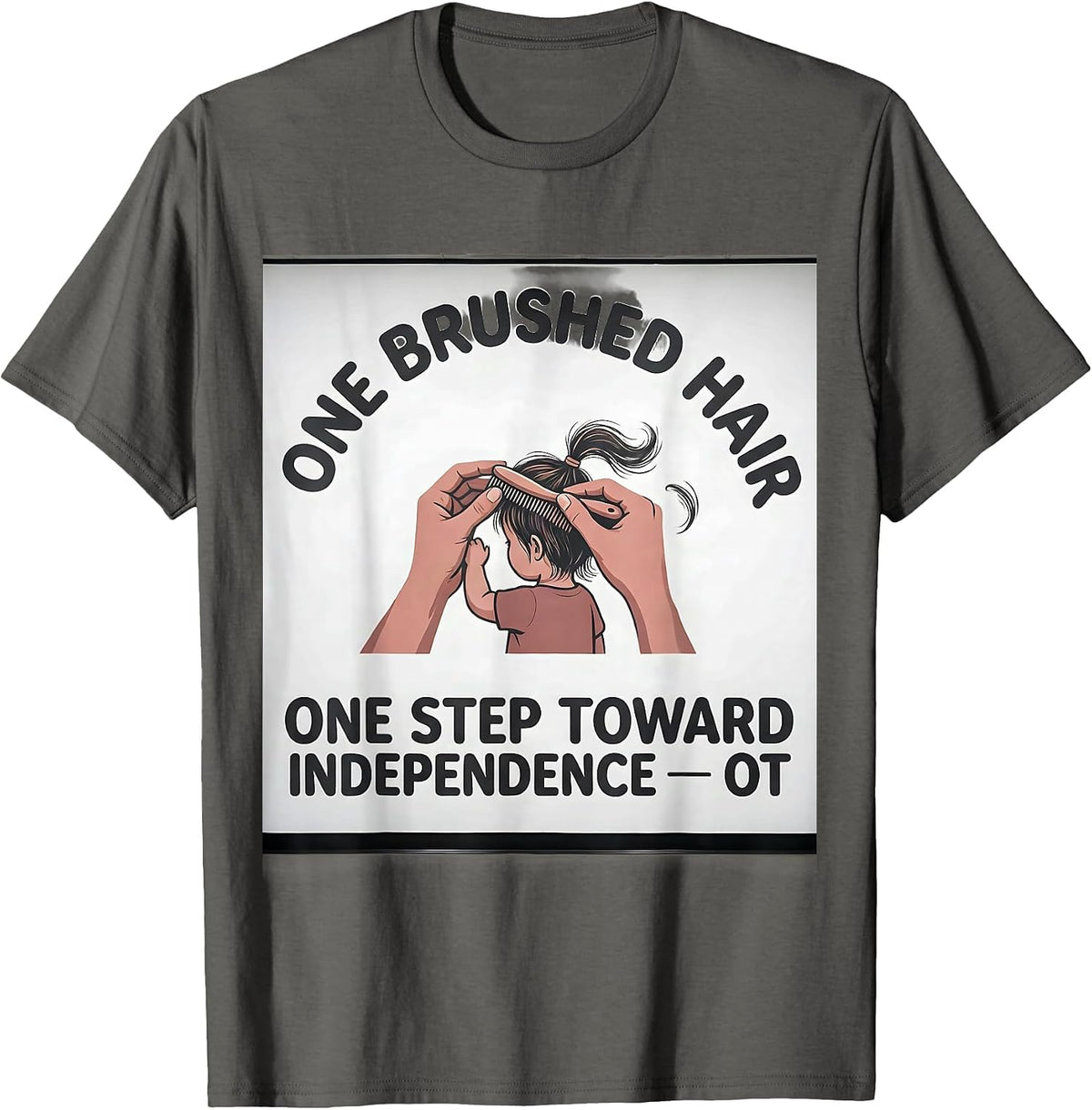 Men's One Brushed Hair One Step Toward Independence OT T-Shirt - Asphalt Grey