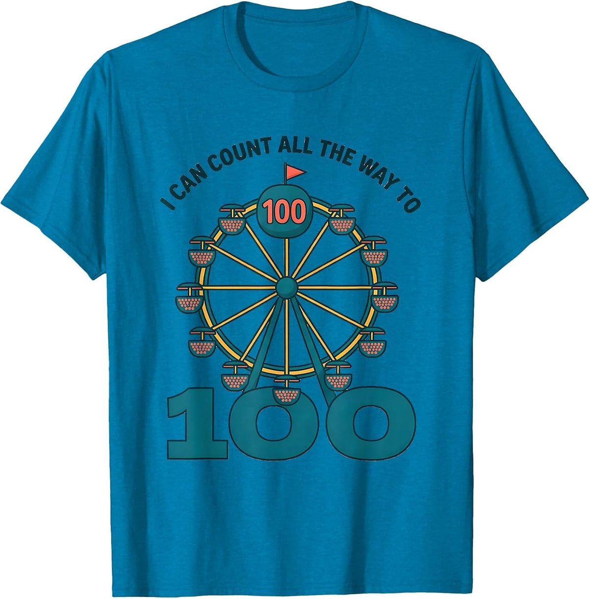 I Can Count All The Way To 100 Playful Kids Math 100th Day T-Shirt - Sapphire Blue