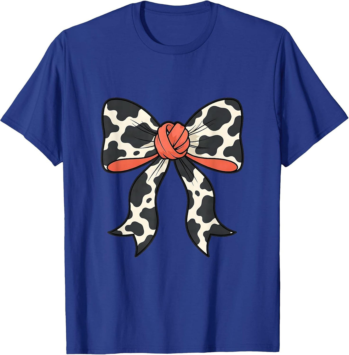 Coquette Bow Cow Print Cute Cow Lover Cow Mom T-Shirt - Royal Blue