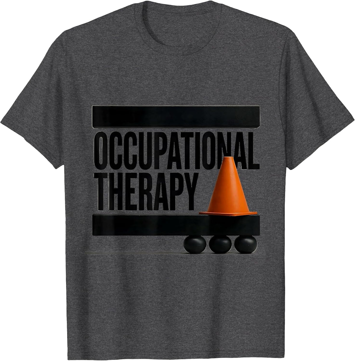 Men's Occupational Therapy Brutalist Graphic OT Therapist Work T-Shirt - Dark Heather Grey