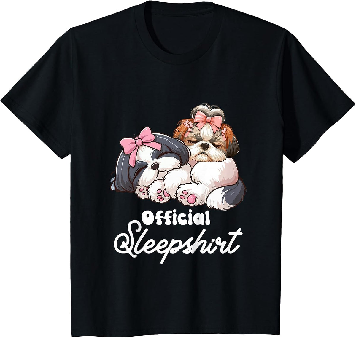 Shih Tzu Dog Official-Sleep Shirt Pajamas Nightgown Animal T-Shirt - Black