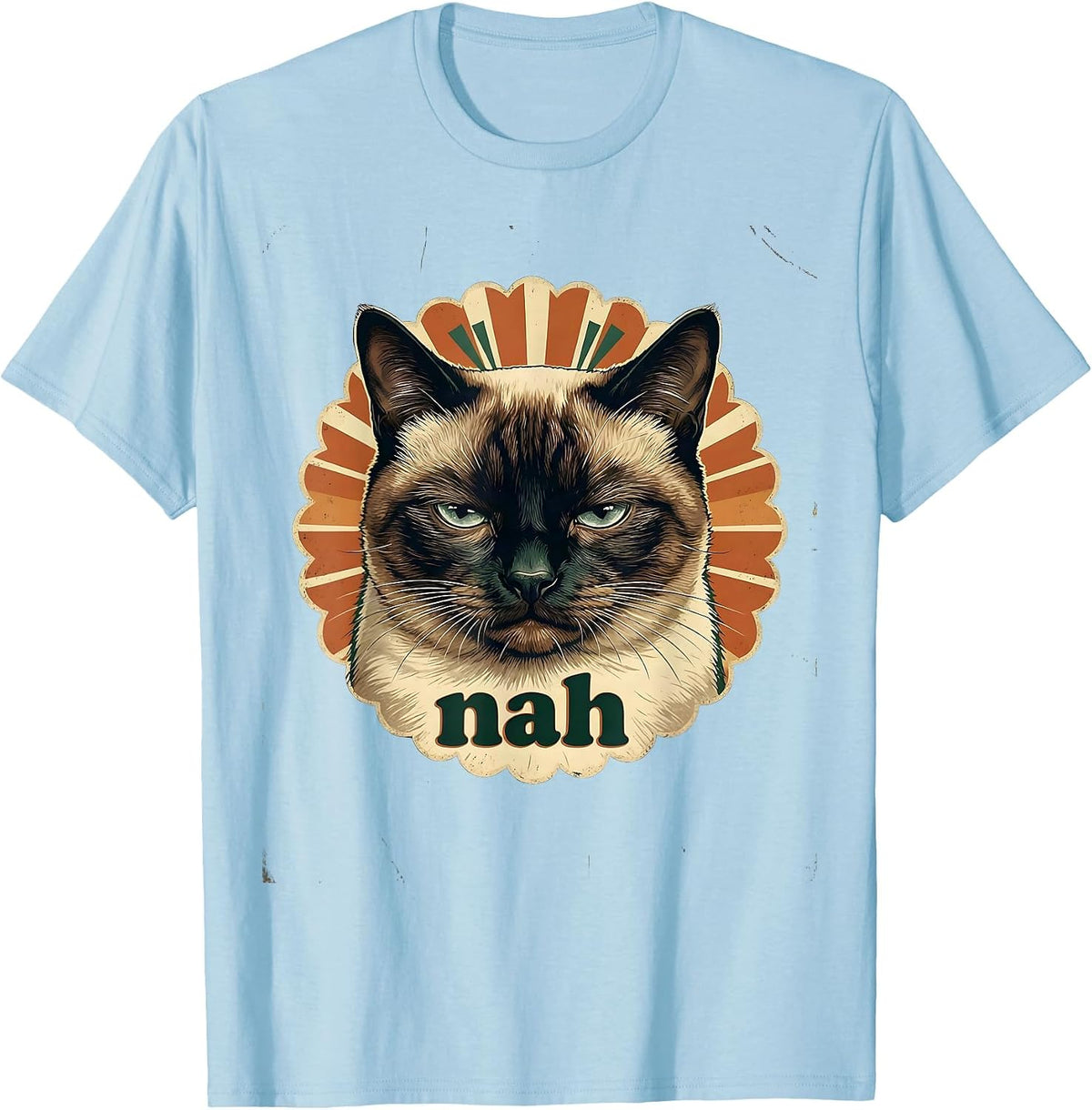 Men's nah Funny Siamese Cat Meme Slang Internet Humor T-Shirt - Baby Blue