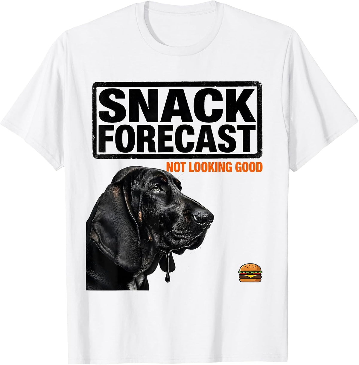 Men's Snack Forecast: Not Looking Good Funny Basset Hound Dog Mom T-Shirt - White