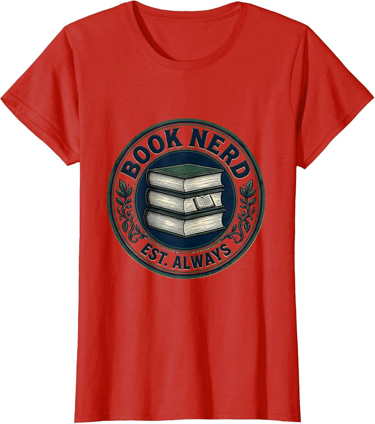 Women's Stacked Spines Book Lover Librarian Humor T-Shirt - Red