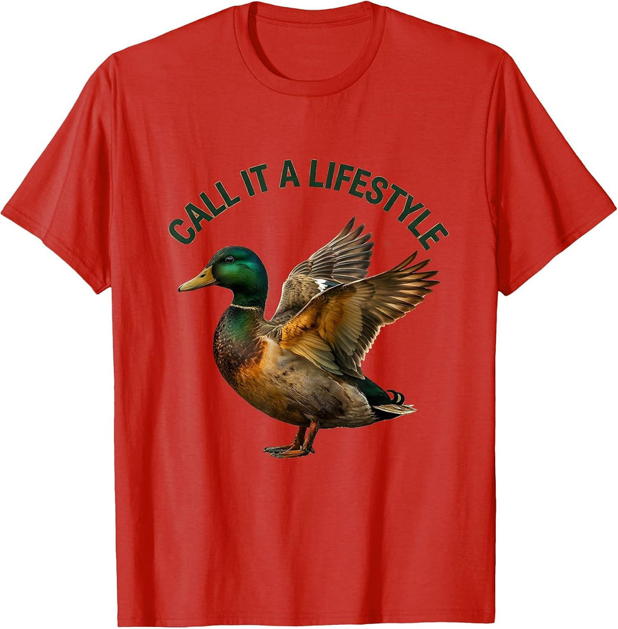 Men's Duck Camo Call It a Lifestyle Hunting Design T-Shirt - Red
