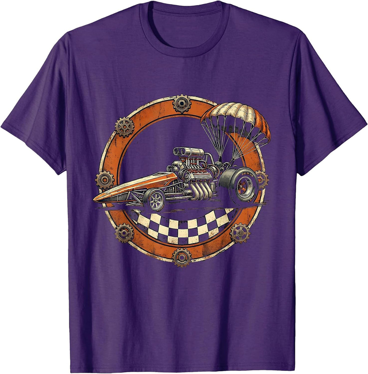 Dragster at the Starting Line Graphic Tee T-Shirt - Purple