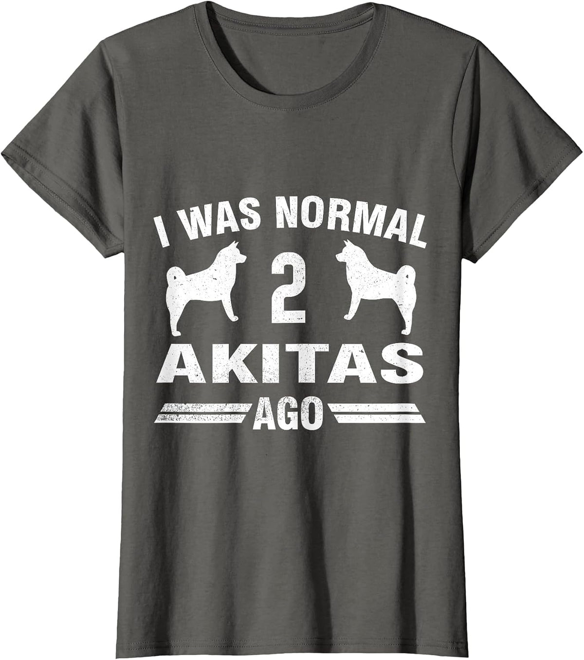 I was Normal 2 Akitas Ago Akita Inu T-Shirt - Asphalt Grey