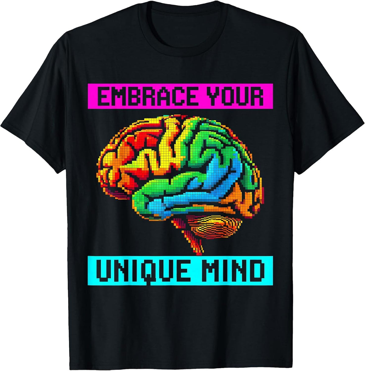 Men's Embrace Your Unique Mind Neurodiversity Design T-Shirt - Black