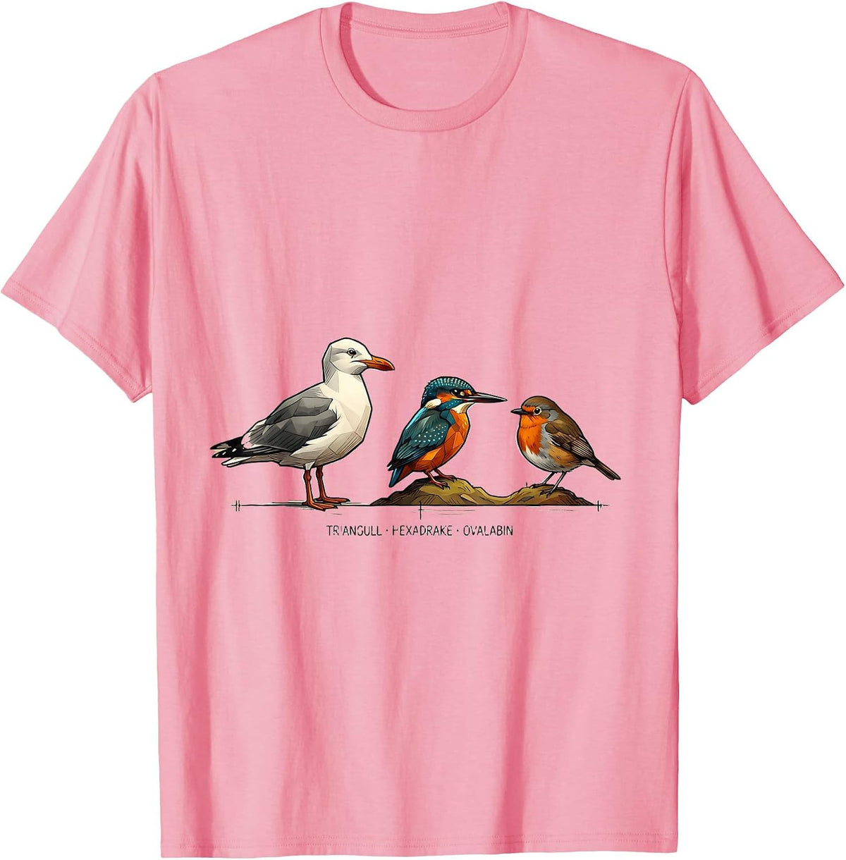 Men's Triangull Hexadrake Ovalabin Funny Bird Pun Math Teacher T-Shirt - Pink