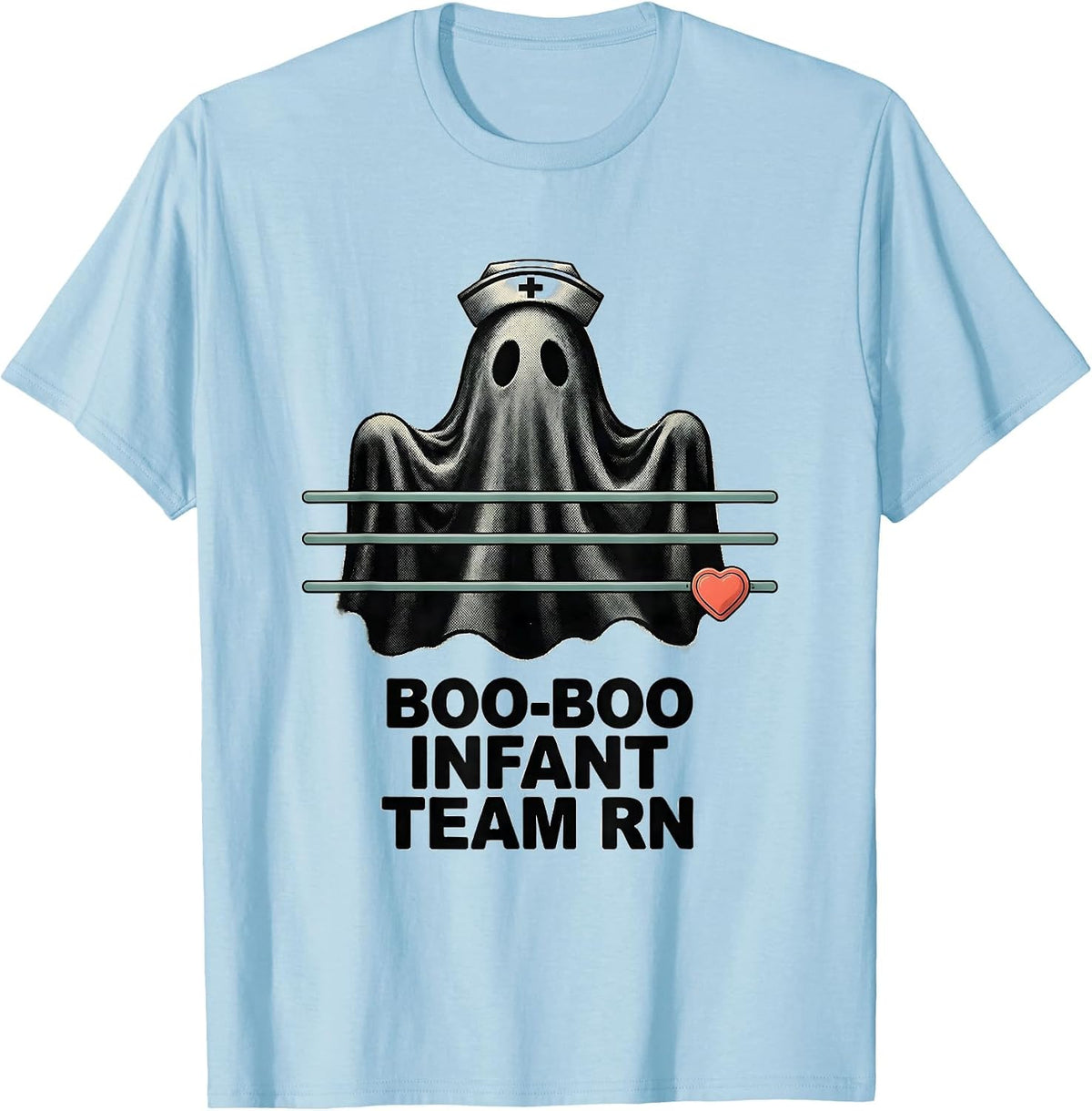 Men's Boo-Boo Infant Team RN Funny Ghost Halloween Nurse Life T-Shirt - Baby Blue