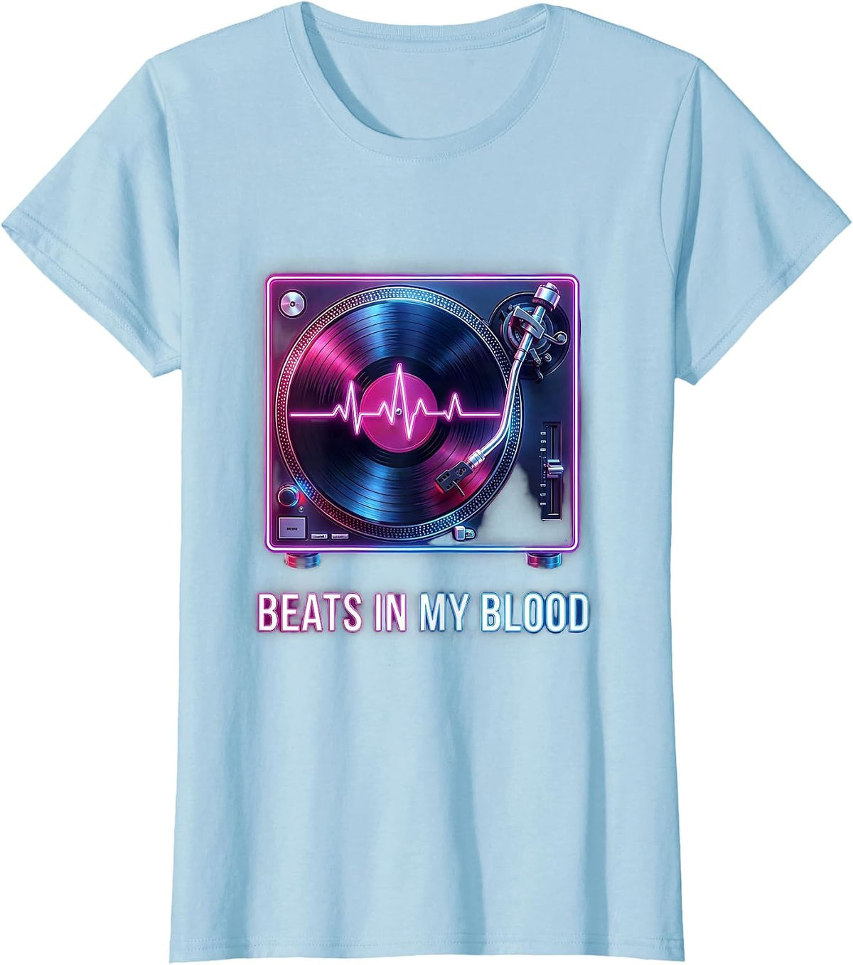 Beats In My Blood Hip Hop Music Design T-Shirt - Baby Blue