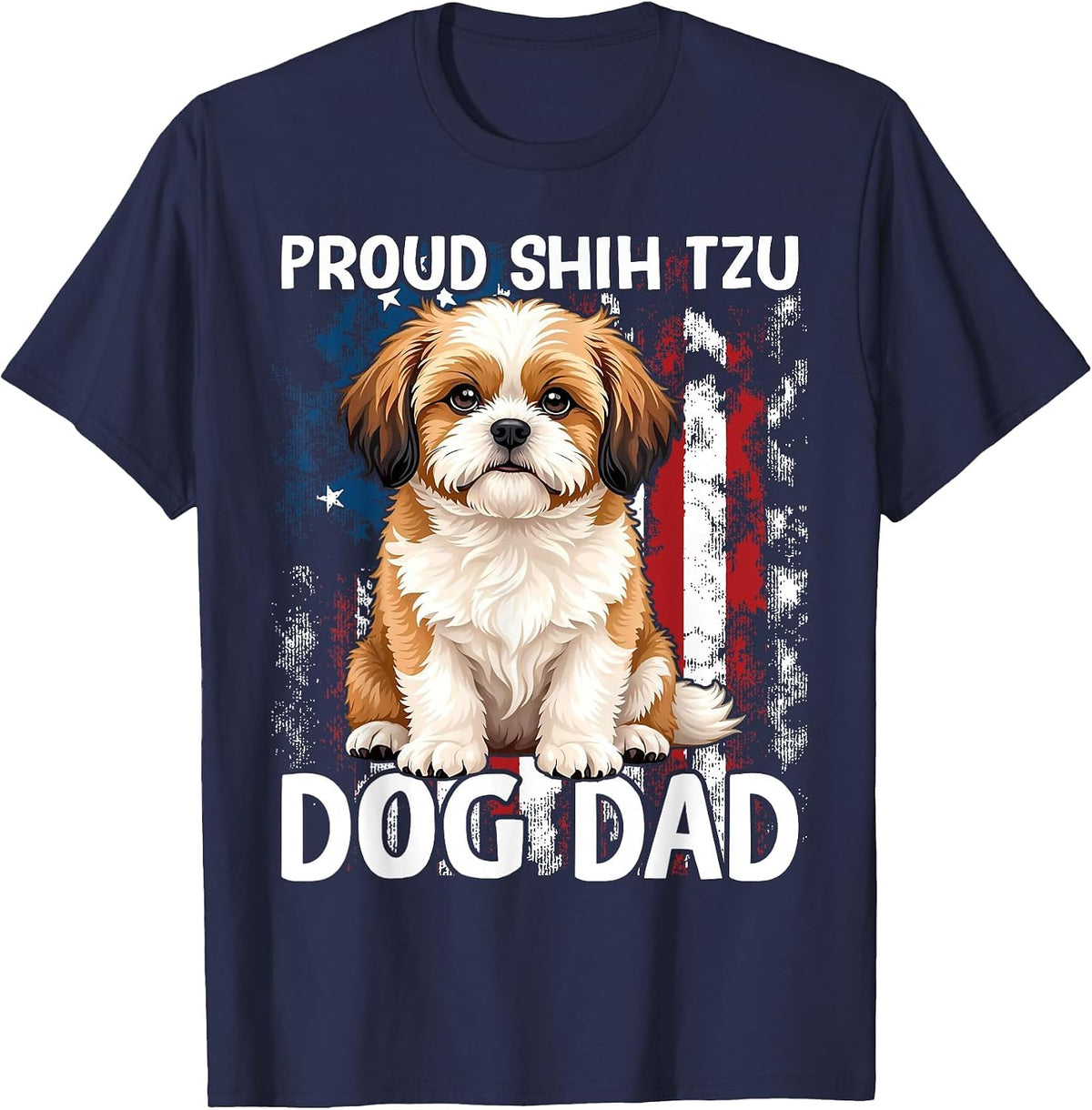 Shih Tzu for Men, Proud Shitzu Dog Dad T-Shirt - Navy Blue