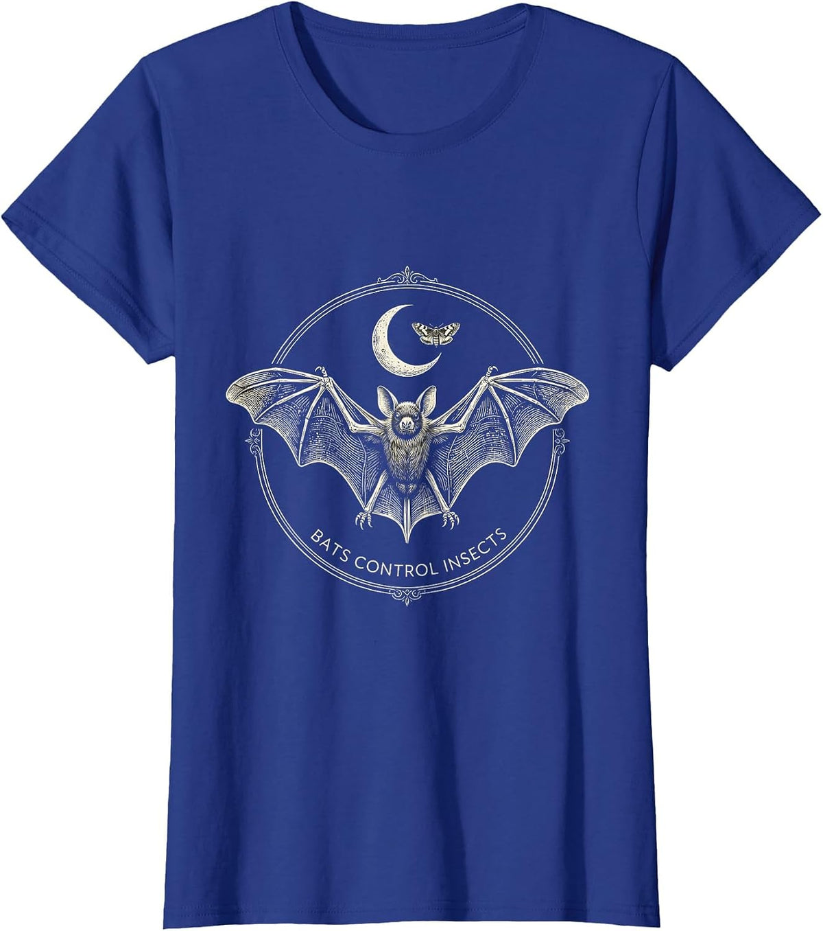 Women's Bats Control Insects Mystic Celestial Bat Lover Halloween T-Shirt - Royal Blue