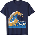 Funny Dog Paw - Cute Puppy Dog Wave of Shiba T-Shirt - Navy Blue