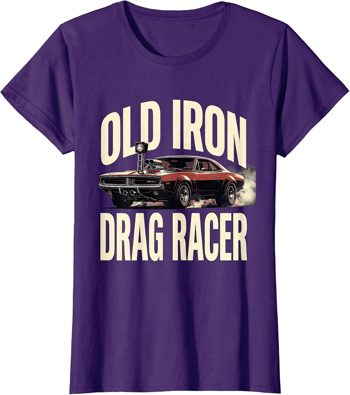 Women's Old Iron Drag Racer Vintage Muscle Car Racing Enthusiast T-Shirt - Purple
