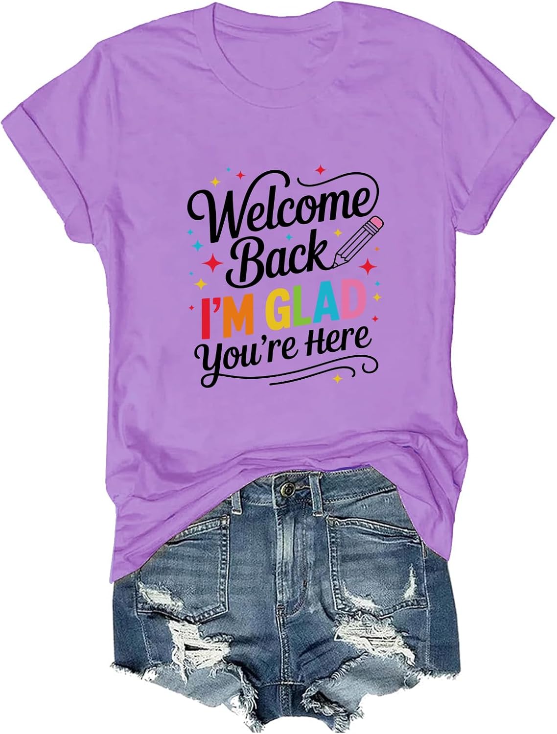 Welcome Back I'm Glad You're Here Shirt Back to School T-Shirt - Purple