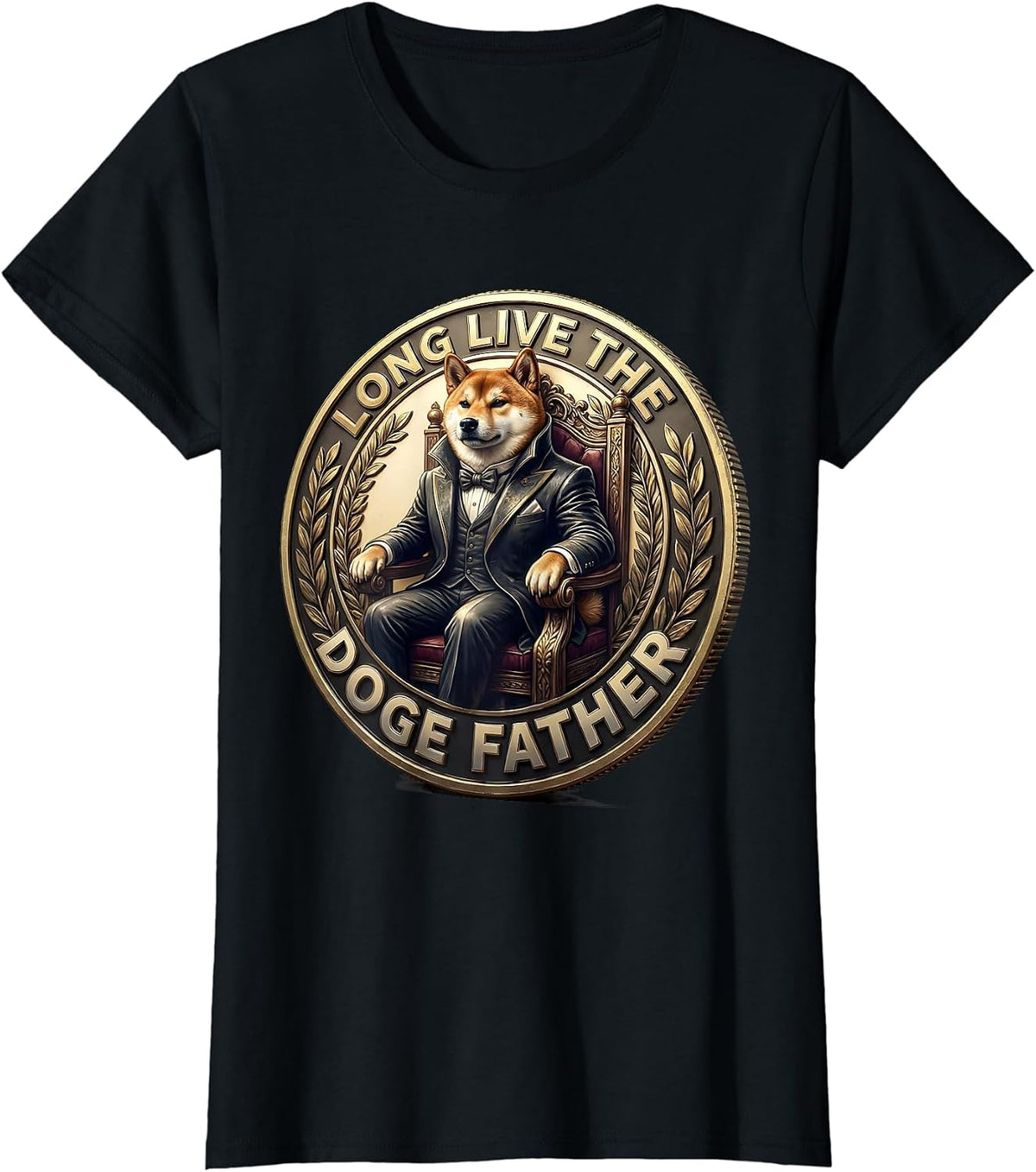 Long Live The Doge Father Crypto Meme Design T-Shirt - Black