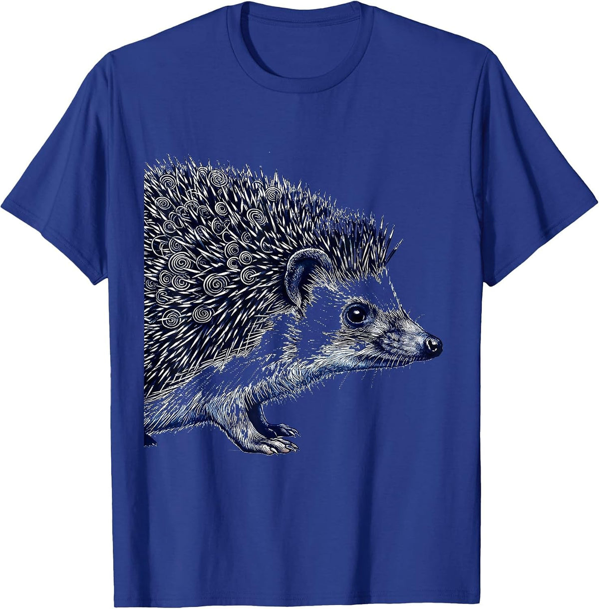 Compact Hedgehog Scribble Line Art Minimalist Wildlife T-Shirt - Royal Blue