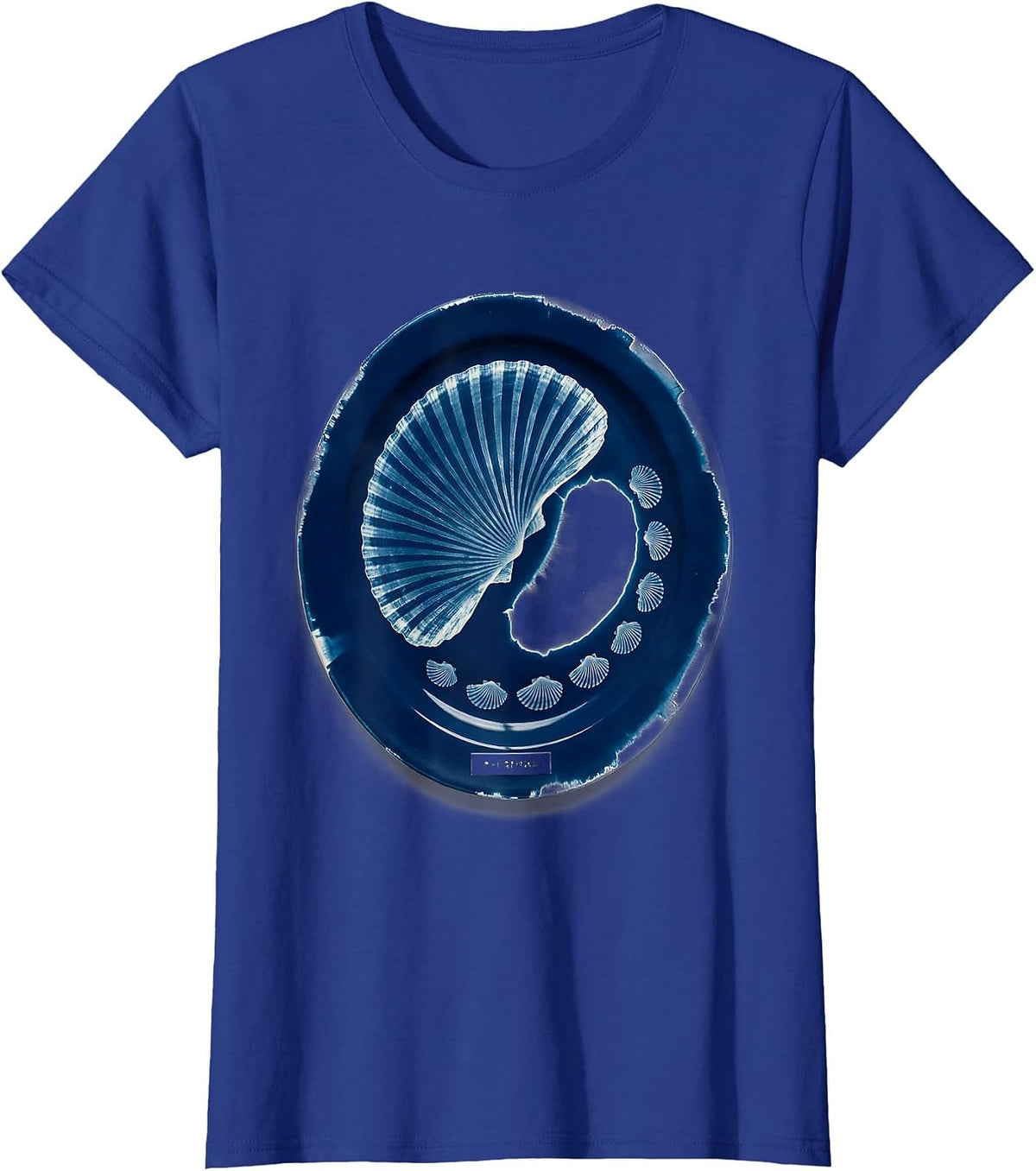 Women's Phi Spiral Cyanotype Sacred Geometry Math Enthusiast T-Shirt - Royal Blue