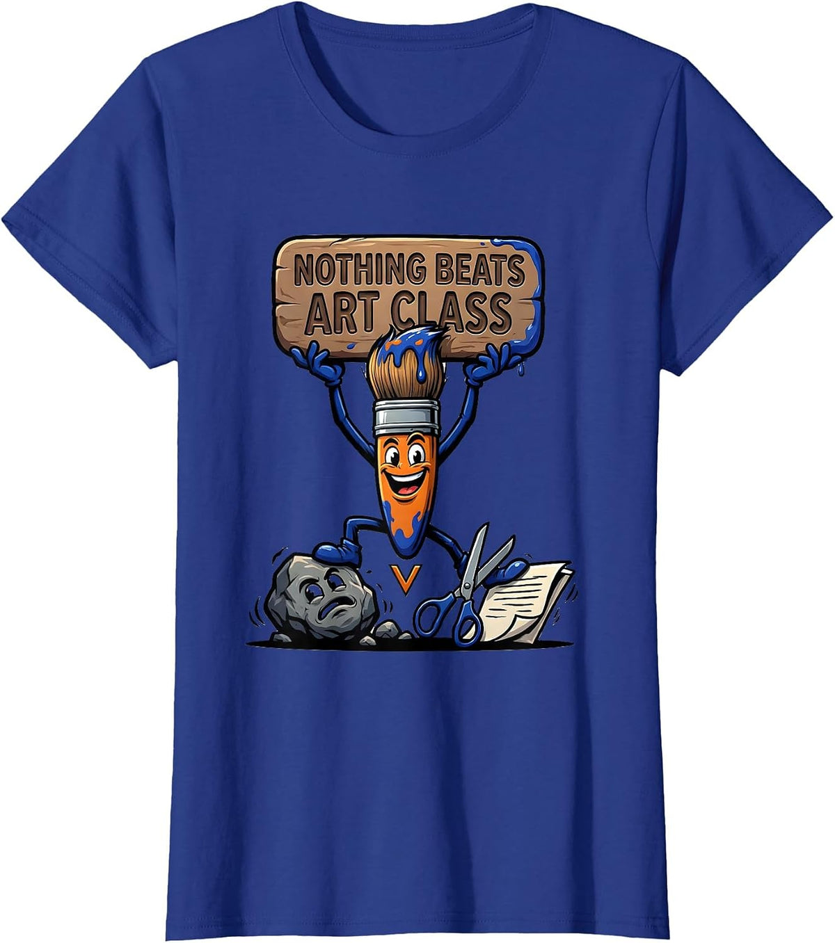 Women's Nothing Beats Art Class Cartoon Funny Back to School Grade T-Shirt - Royal Blue