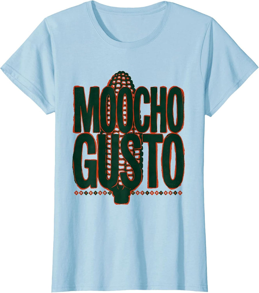 Women's Moocho Gusto Funny Spanish Pun Cinco De Mayo Party Humor T-Shirt - Baby Blue