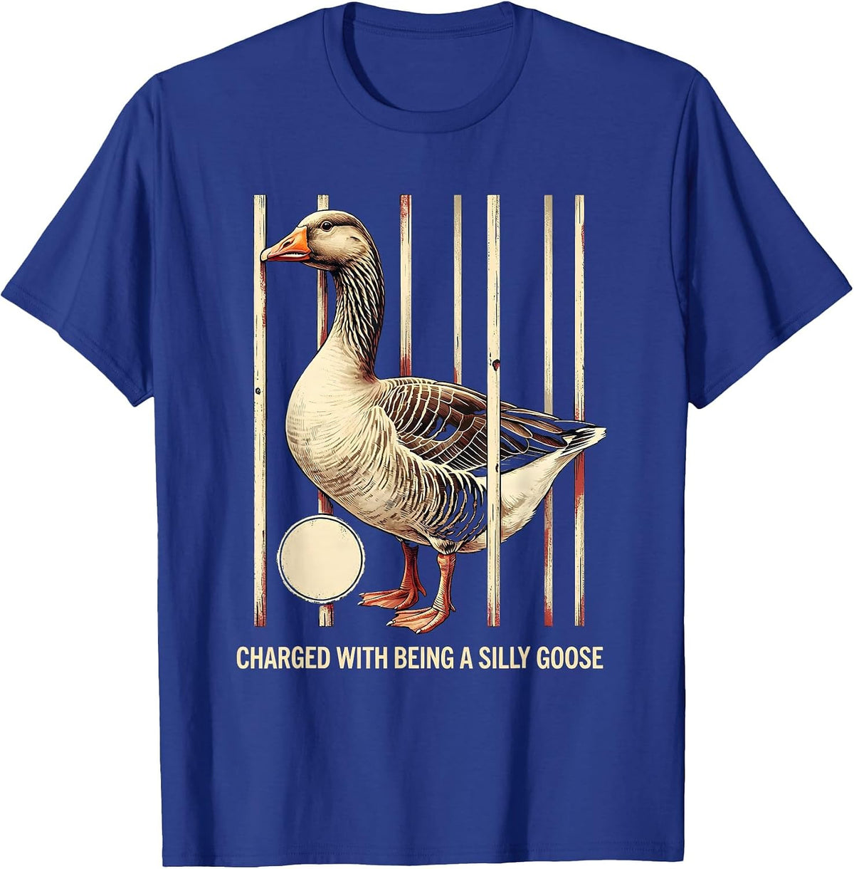 Men's Charged With Being A Silly Goose Vintage Funny Goose Meme T-Shirt - Royal Blue