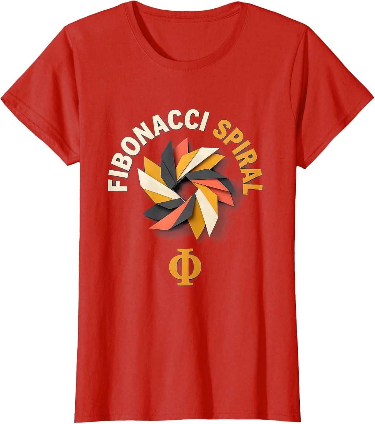 Fibonacci Spiral Φ Math Enthusiast Sacred Geometry Golden T-Shirt - Red