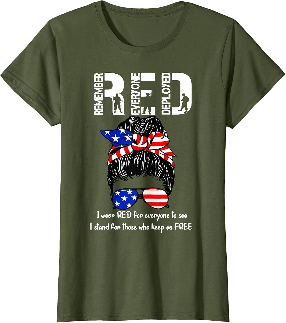 On Friday We Wear Red Military Support Troops T-Shirt - Olive Green