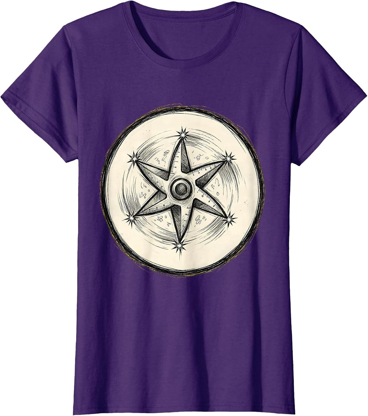 Women's Funny Teacher Ninja Protractor Spinning Star T-Shirt - Purple